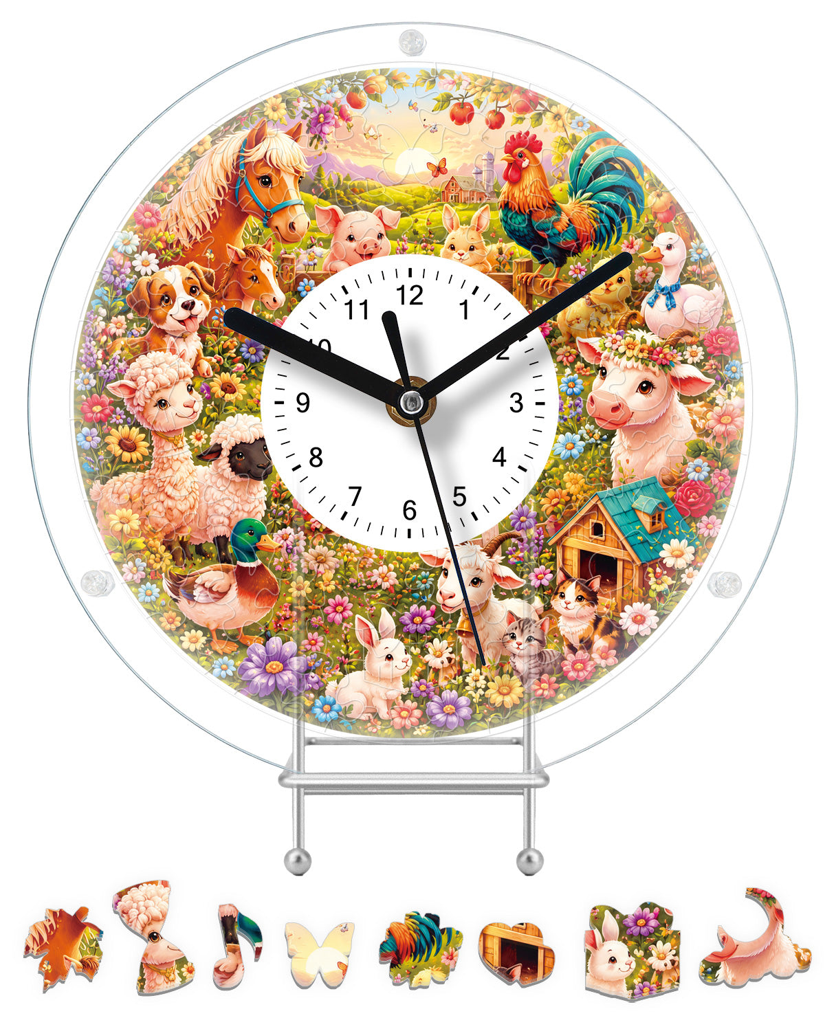 kaayee-farmyard-friends-puzzle-uhr-regular-size-acryl image 1