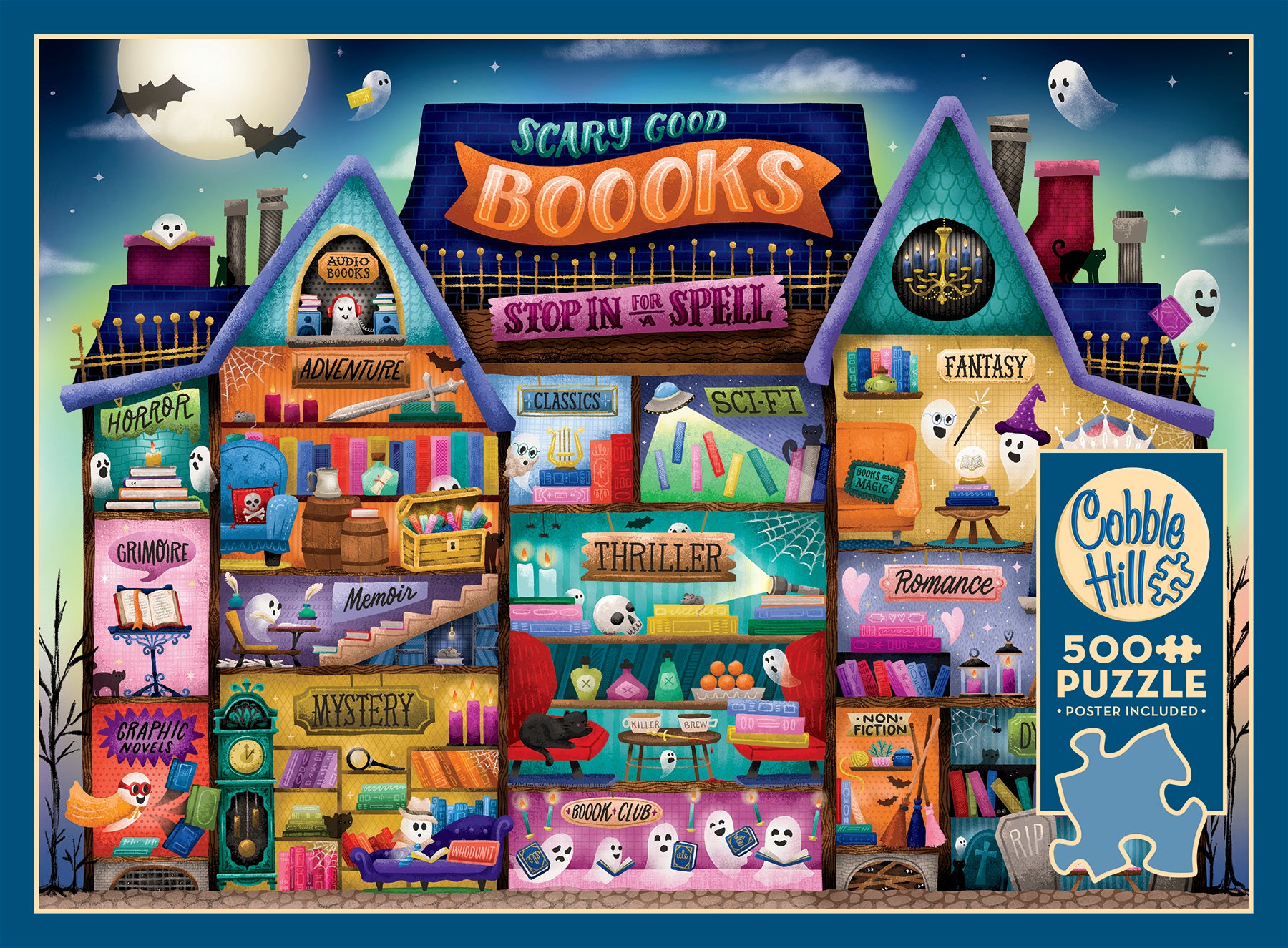 cobble-hill-500-piece-scary-good-boooks-puzzle-halloween-b-cher image 4