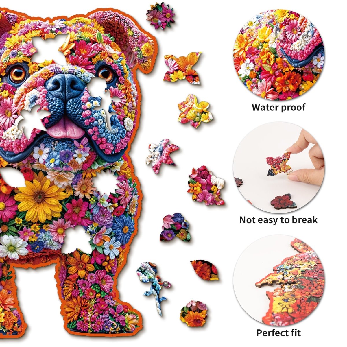 kaayee-flower-dog-holzpuzzle-medium-bulldogge image 2