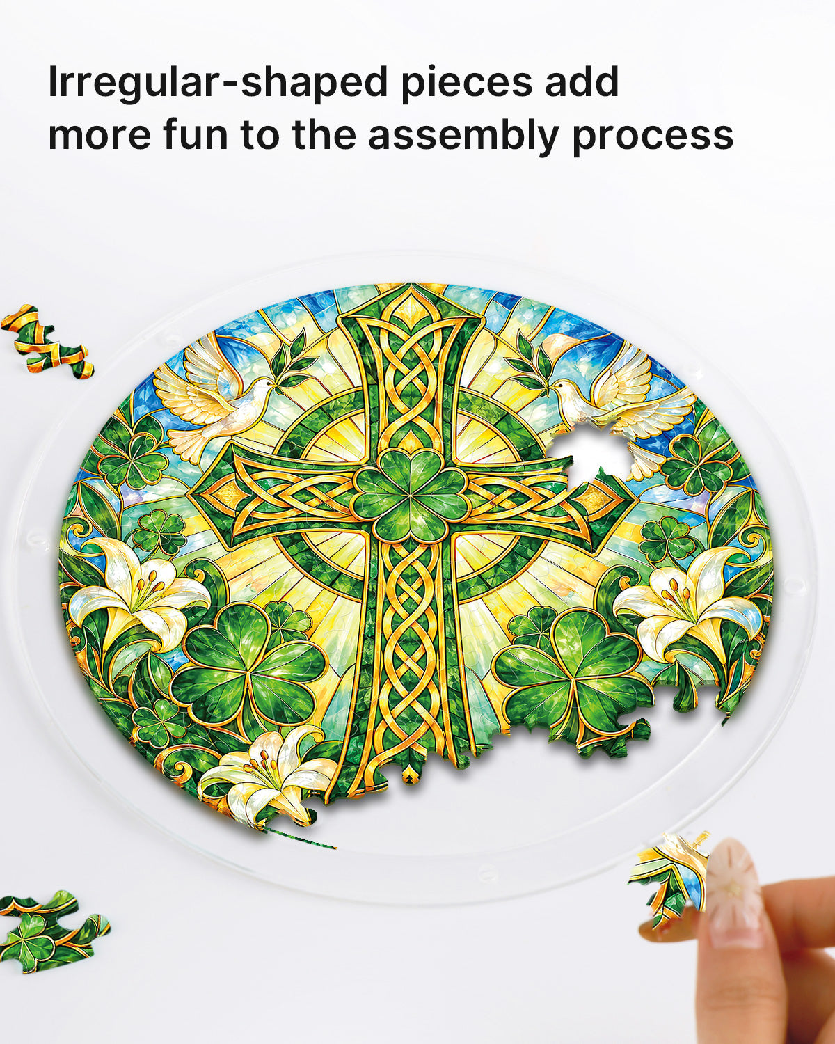 kaayee-suncatcher-puzzle-emerald-cross-fensterbild-medium image 2