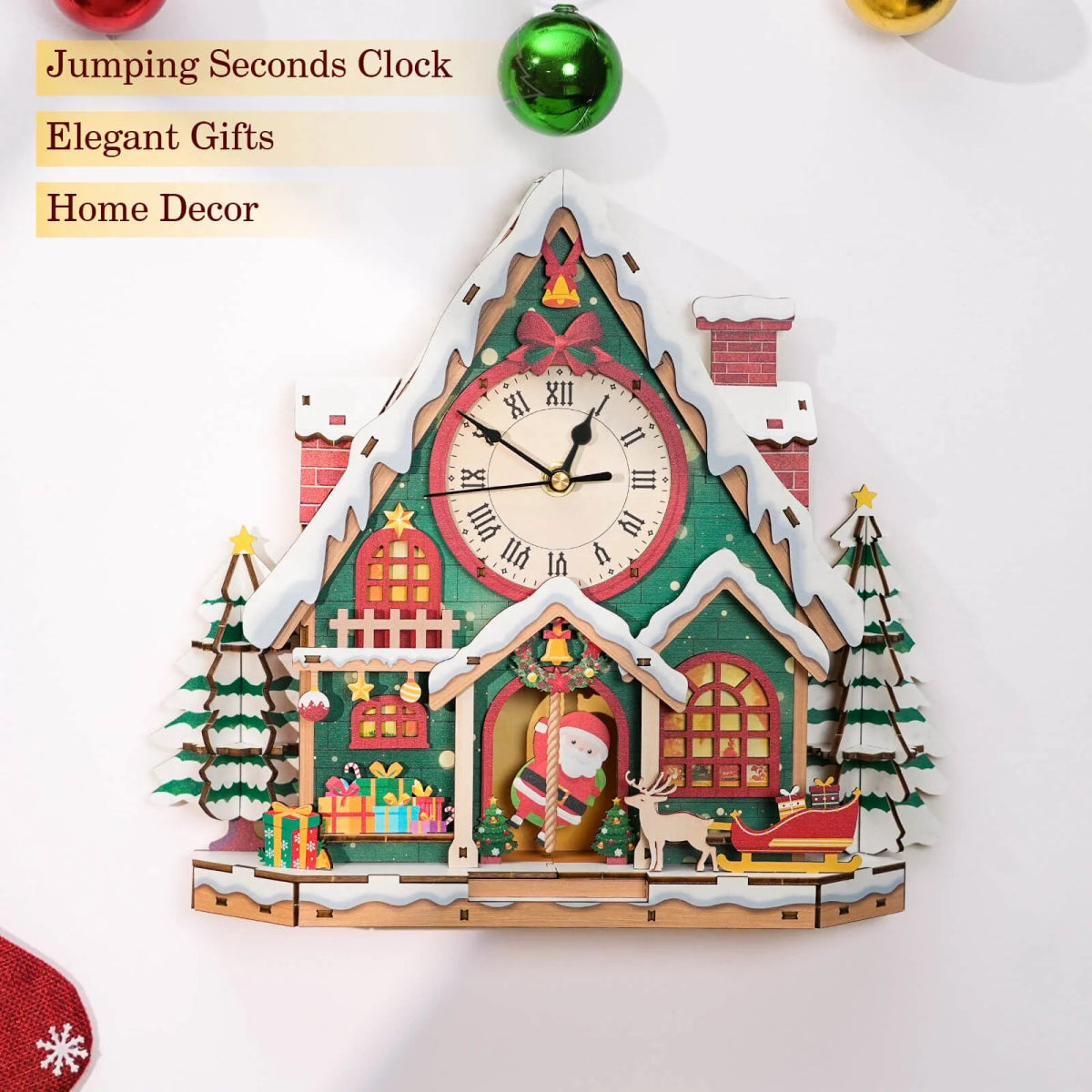 kaayee-clock-kit-snowy-christmas-house-holzuhr-bausatz-weihnachten image 2