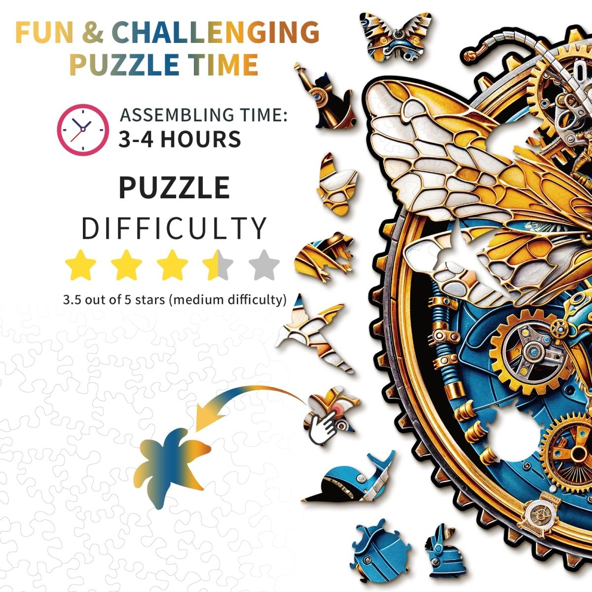 kaayee-wooden-puzzle-retro-mechanical-butterfly-holzpuzzle-m-steampunk image 4
