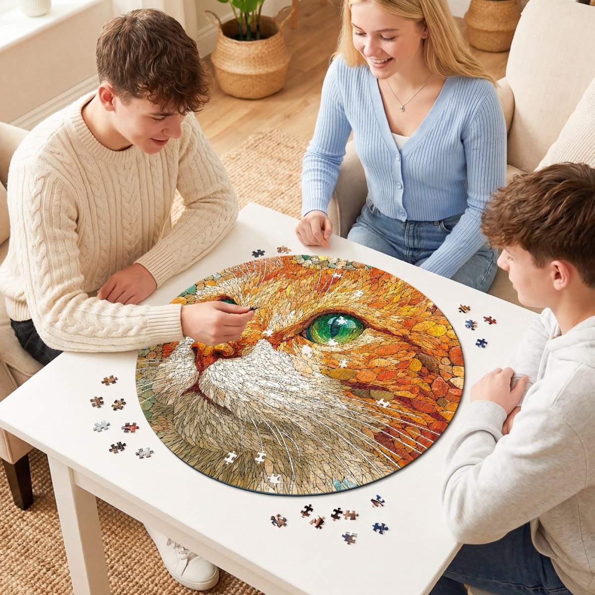 kaayee-cardboard-puzzle-pebble-cat-1000-teile-katzen-rund image 4