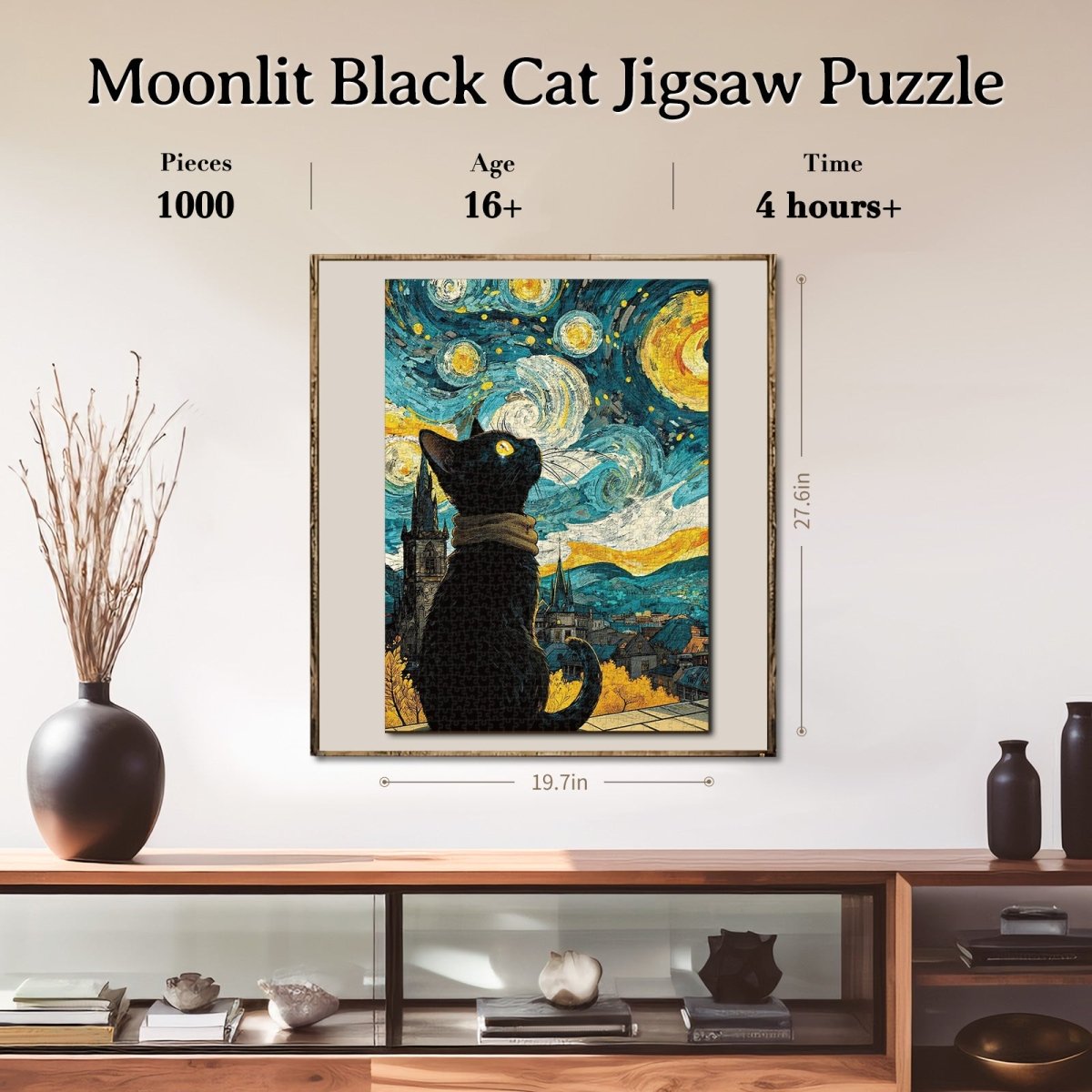 kaayee-cardboard-puzzle-moonlit-black-cat-1000-teile-schwarz image 6