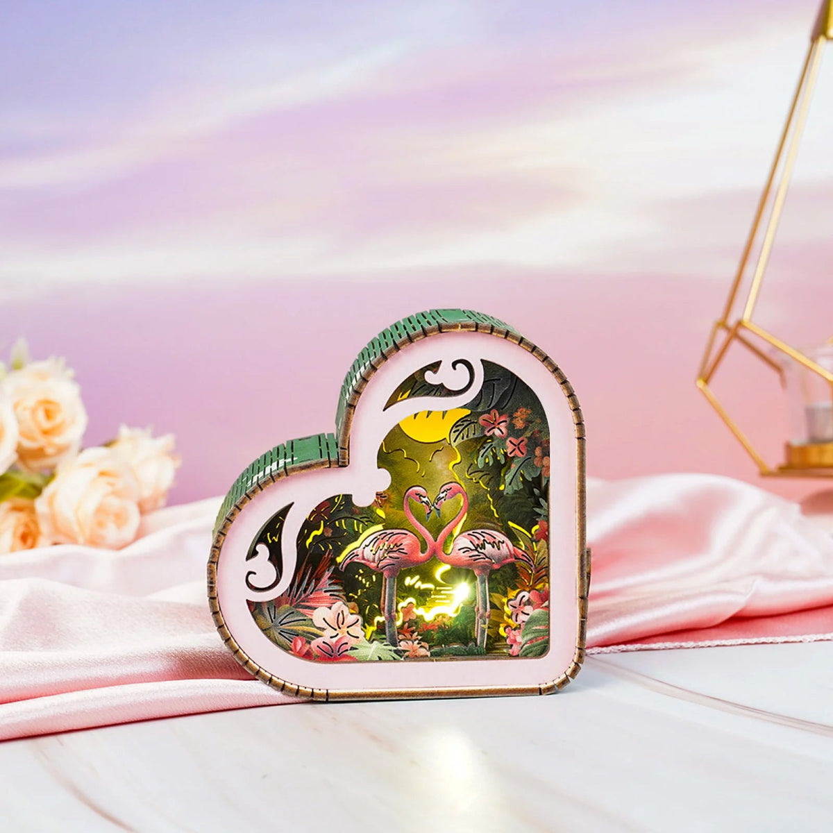 kaayee-fantasy-flamingo-night-light-3d-holzbausatz-herz image 2