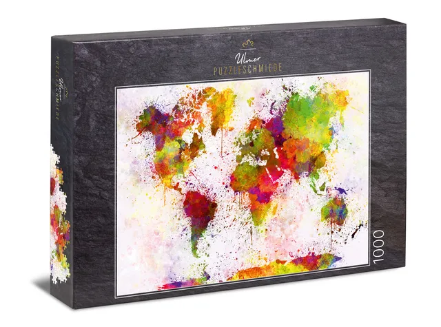 ulmer-puzzleschmiede-bunte-welt-puzzle-1000-teile-weltkarte image 1