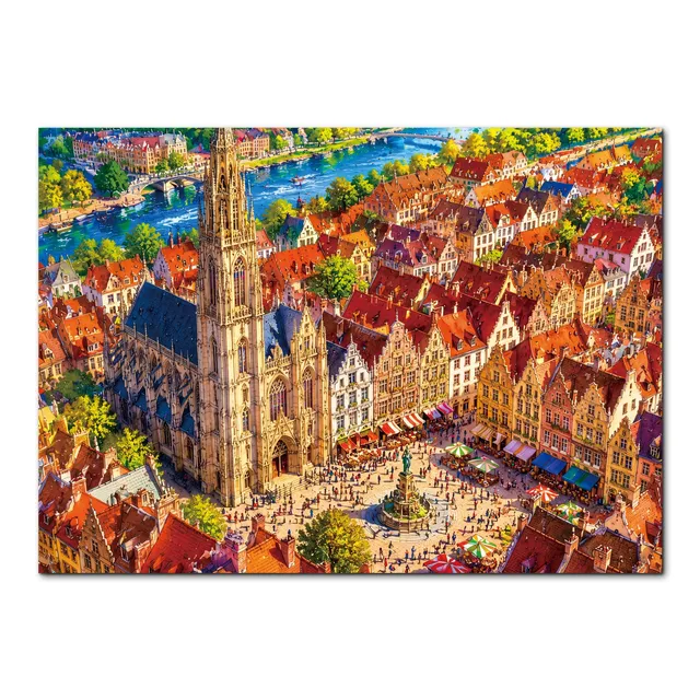 kaayee-clock-kit-sunlit-clocktower-town-puzzle-1000-teile image 1