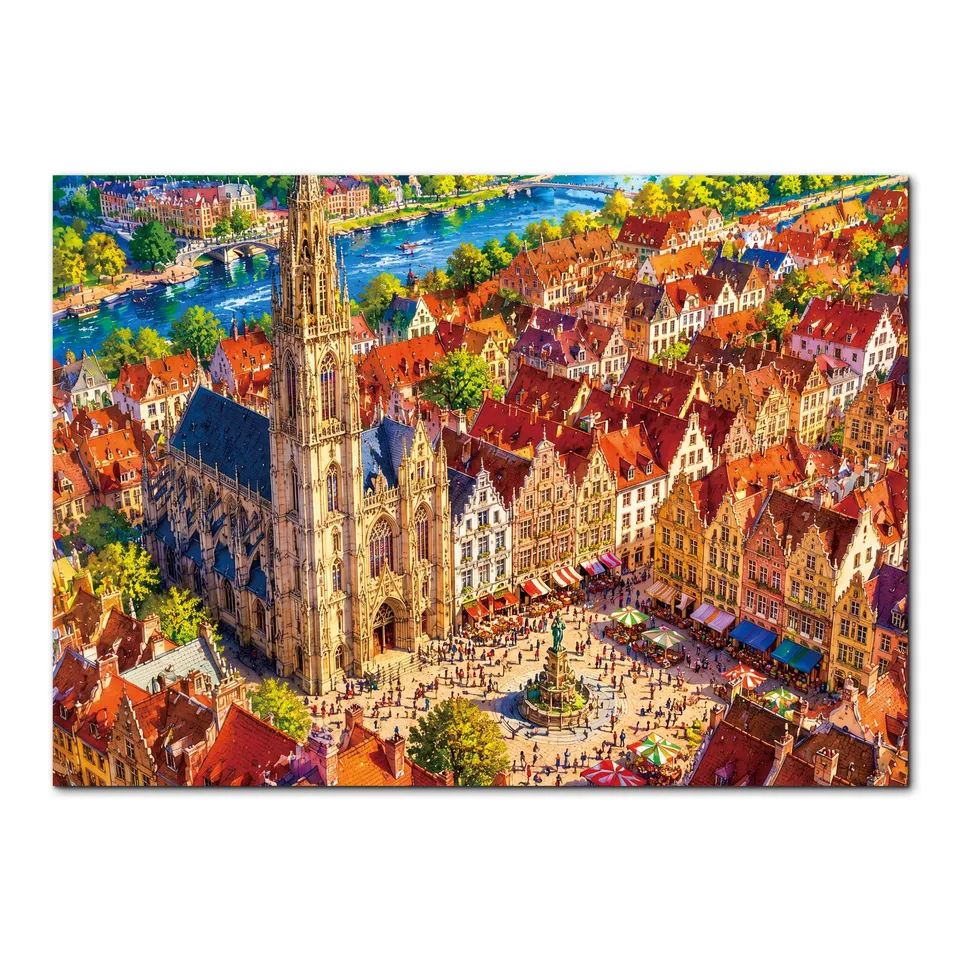 kaayee-clock-kit-sunlit-clocktower-town-puzzle-1000-teile image 1