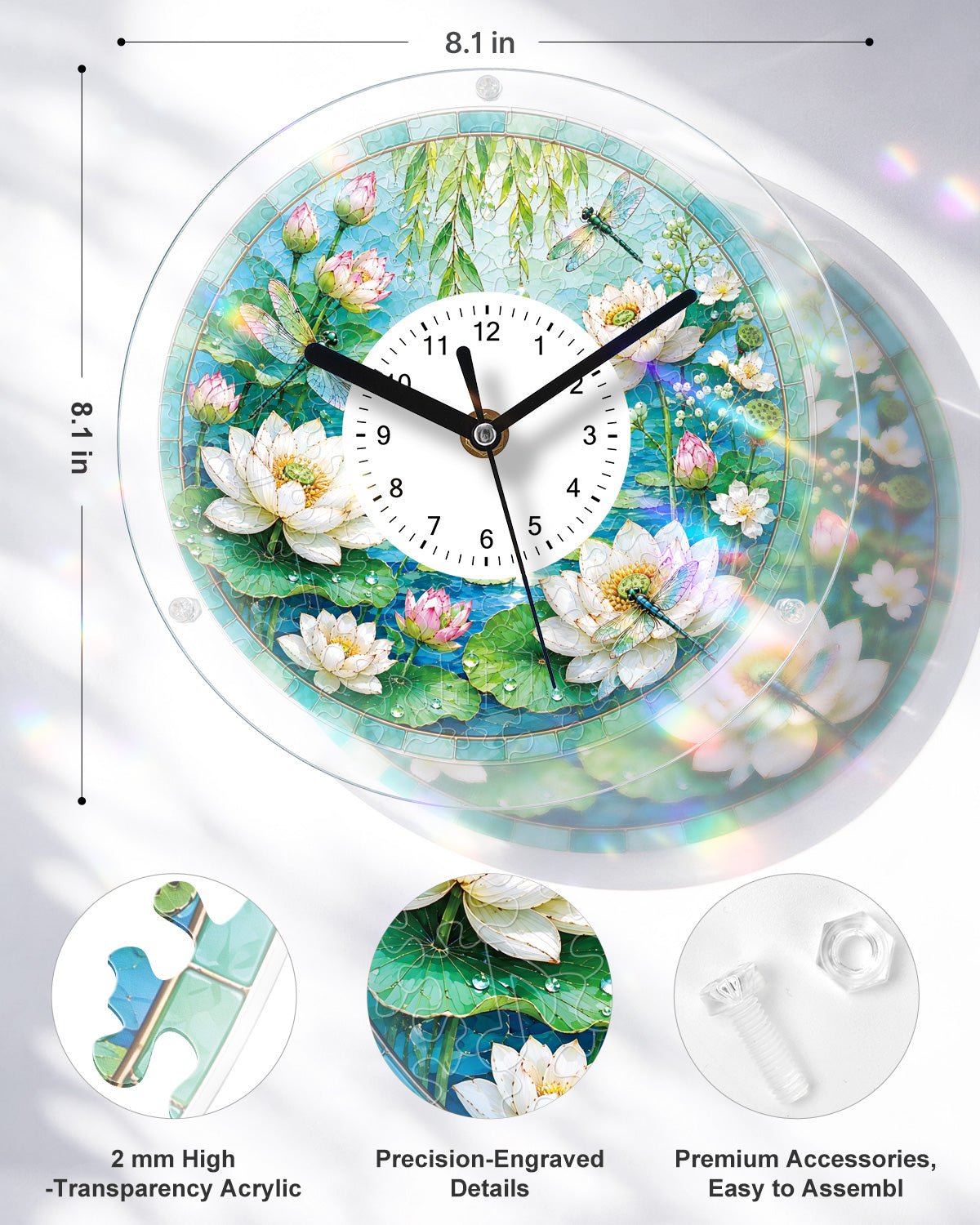 kaayee-lotus-pond-serenity-puzzle-uhr-acryl-regular-size image 3