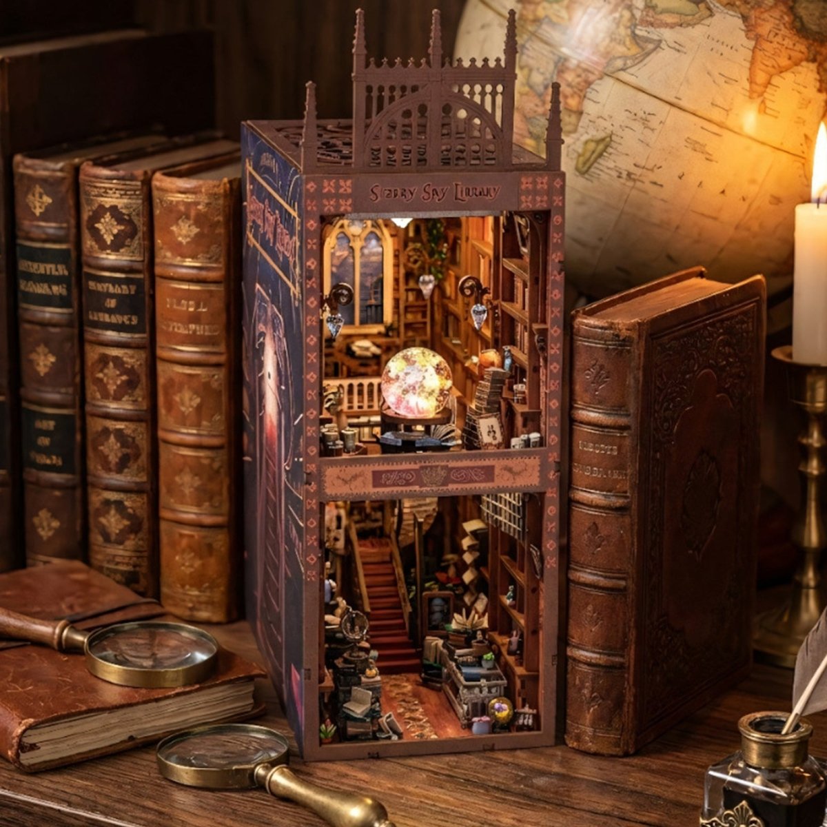 kaayee-book-nook-kit-starry-sky-library-miniaturhaus-led image 2