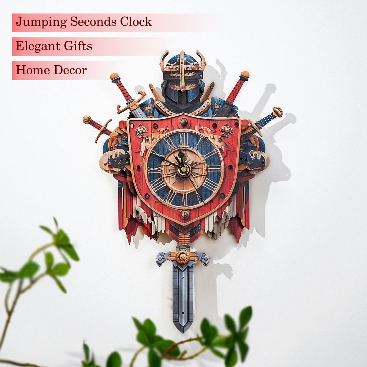 kaayee-knight-holz-puzzle-uhr-ritter-schild-schwert-pendel image 6