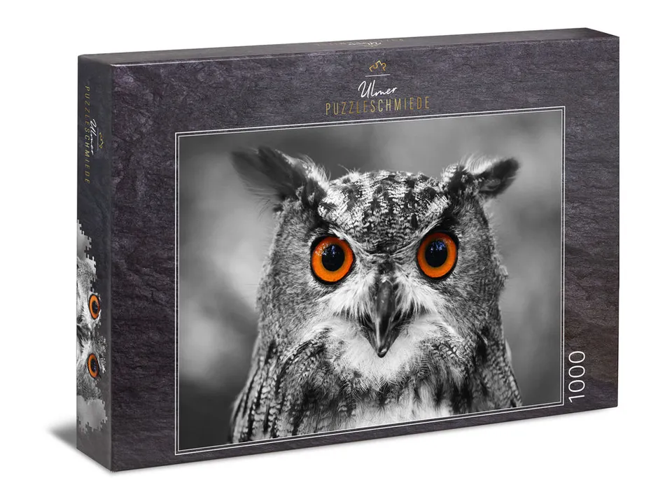 ulmer-puzzleschmiede-uhu-puzzle-1000-teile-eule-schwarz-wei image 1