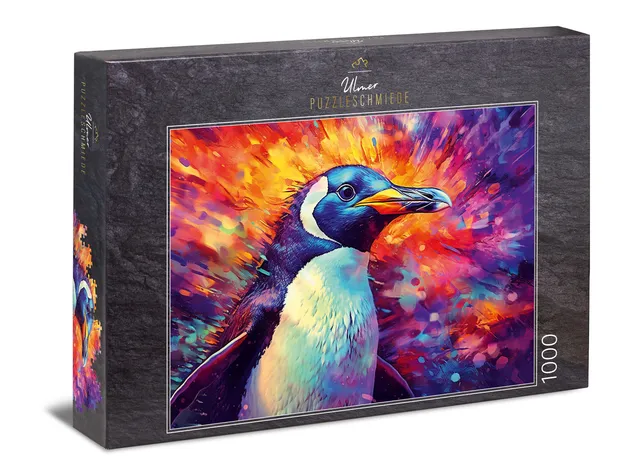 ulmer-puzzleschmiede-puzzle-1000-teile-pinguin-buntes-tierportr-t image 1
