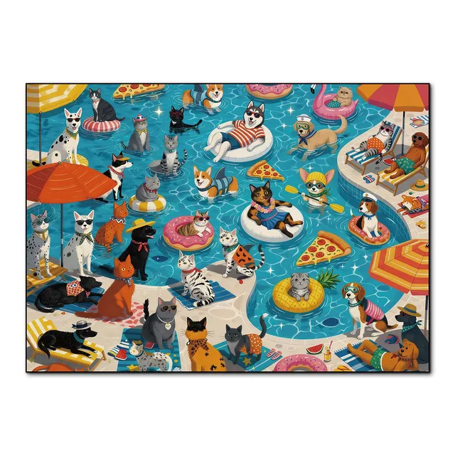 kaayee-poolside-pet-party-puzzle-1000-teile-eco-white-board image 1