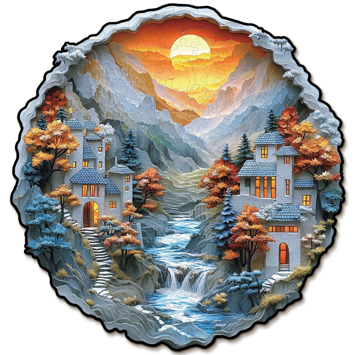 kaayee-mountain-stream-cottage-holzpuzzle-medium image 1