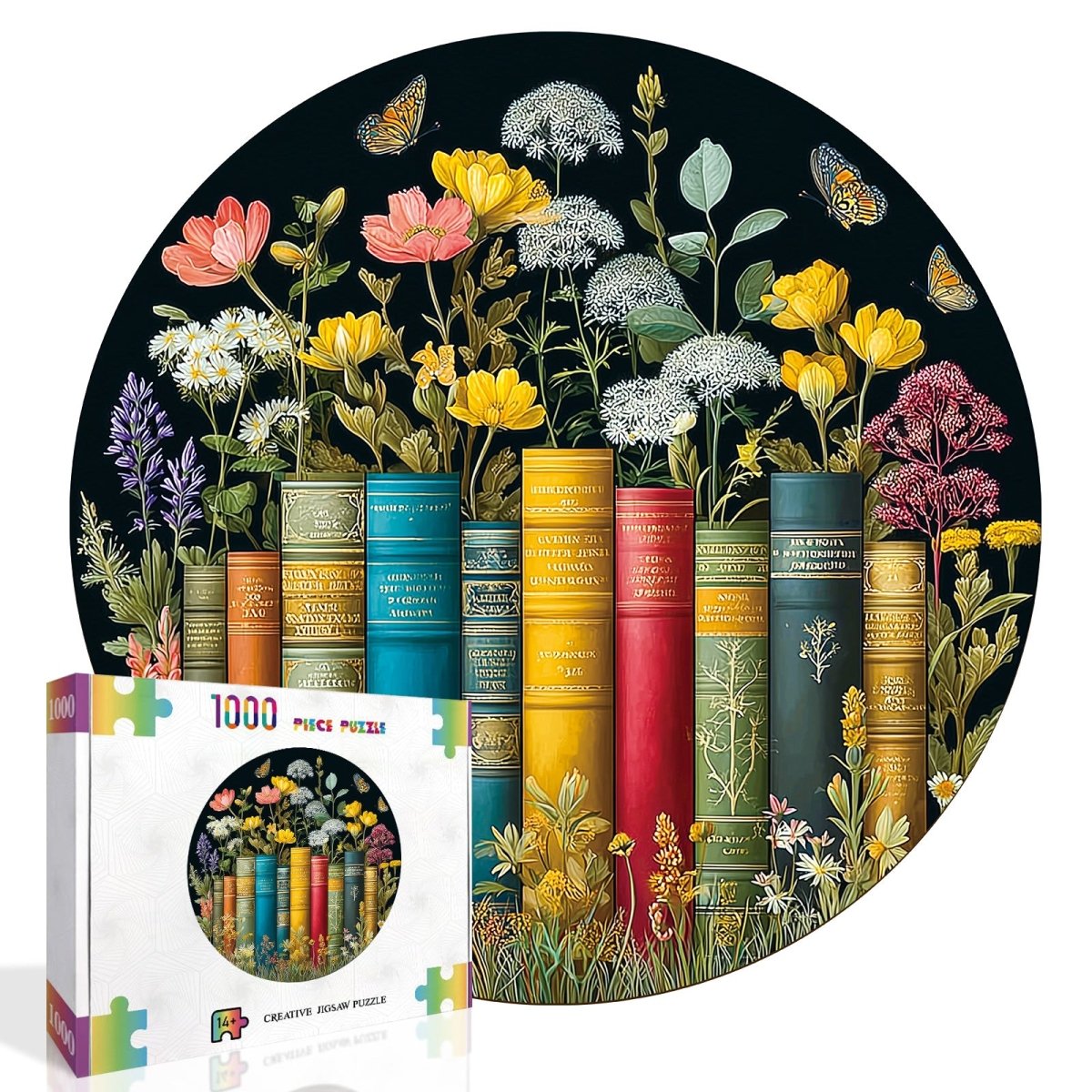 kaayee-flower-on-book-kartonpuzzle-1000-teile-eco-white-board-blumen image 2