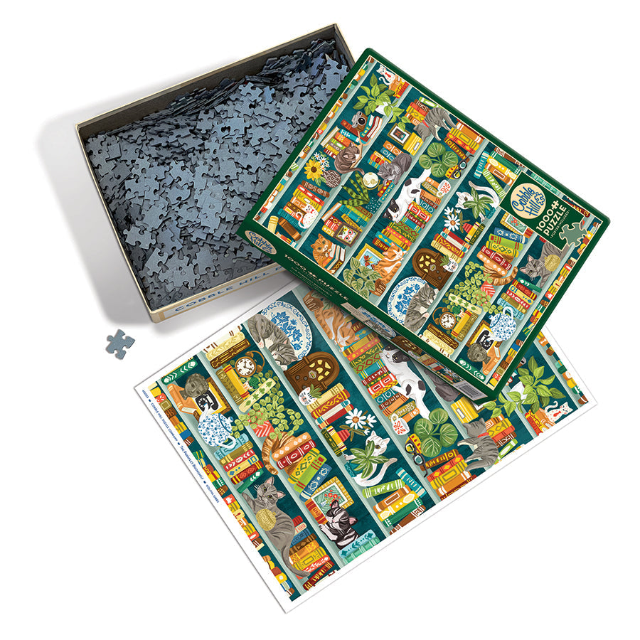 cobble-hill-1000-piece-purrfect-bookshelf-puzzle-1000-teile-katzen image 3