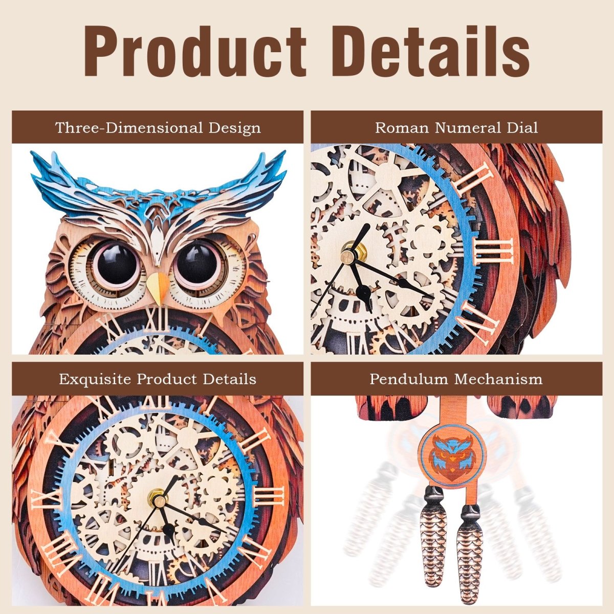kaayee-clock-kit-eule-holz-3d-puzzle-uhr-mit-pendel image 4