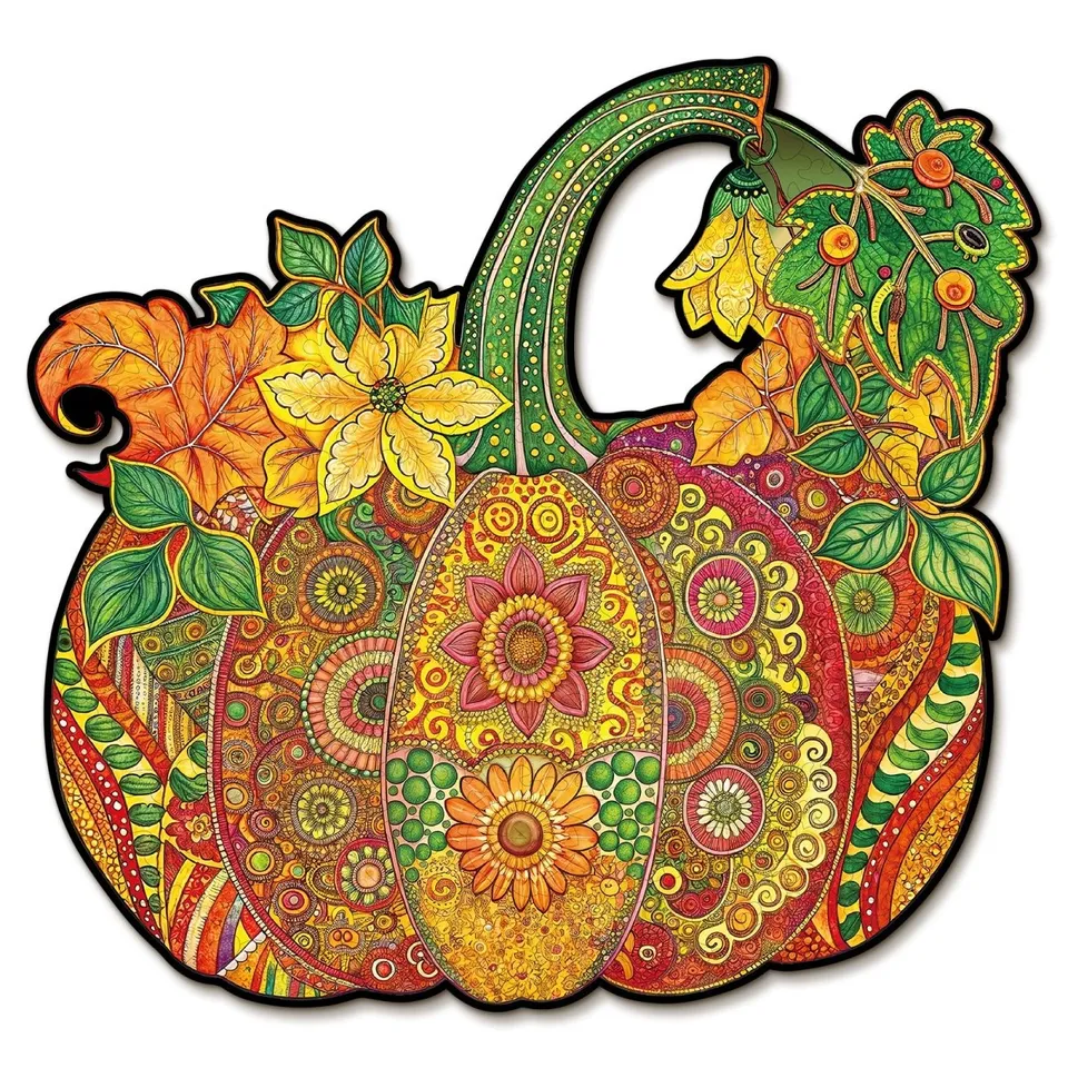 kaayee-wooden-puzzle-mandala-pumpkin-holzpuzzle-small-herbst image 1