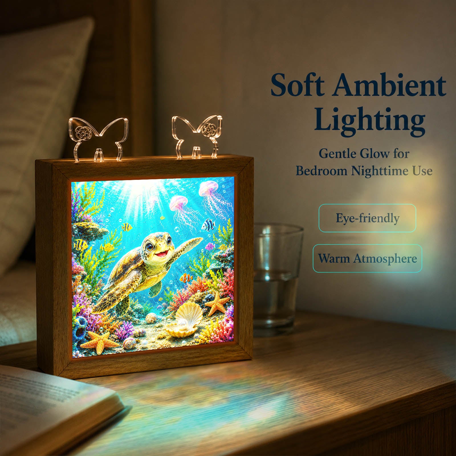 kaayee-night-light-coral-sea-turtle-holzrahmen-led image 5