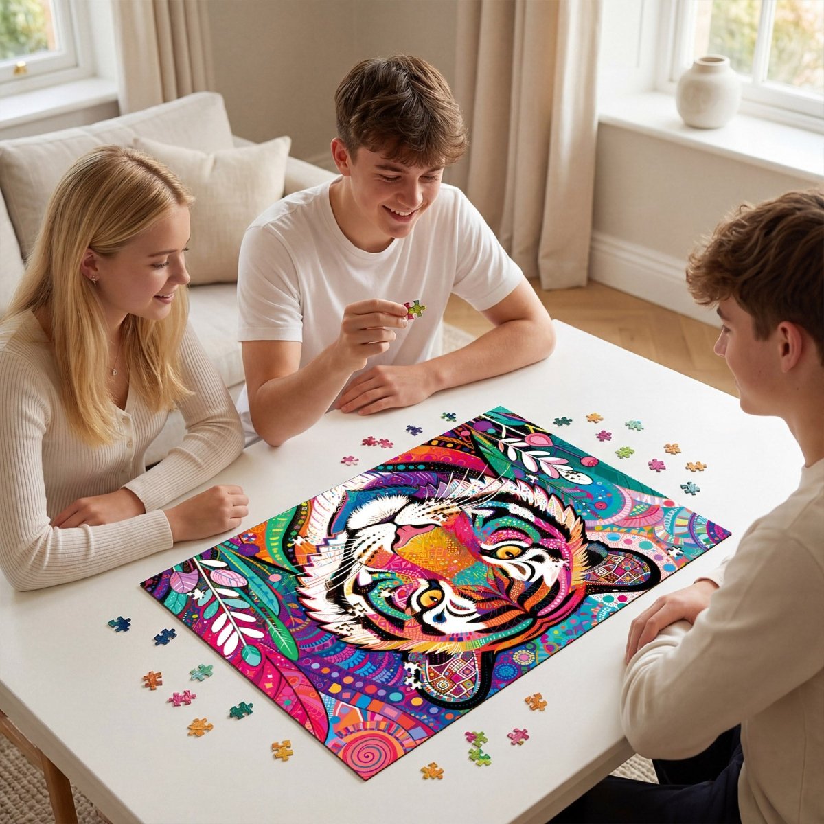 kaayee-cardboard-puzzle-psychedelic-tiger-king-1000-teile-standard image 8
