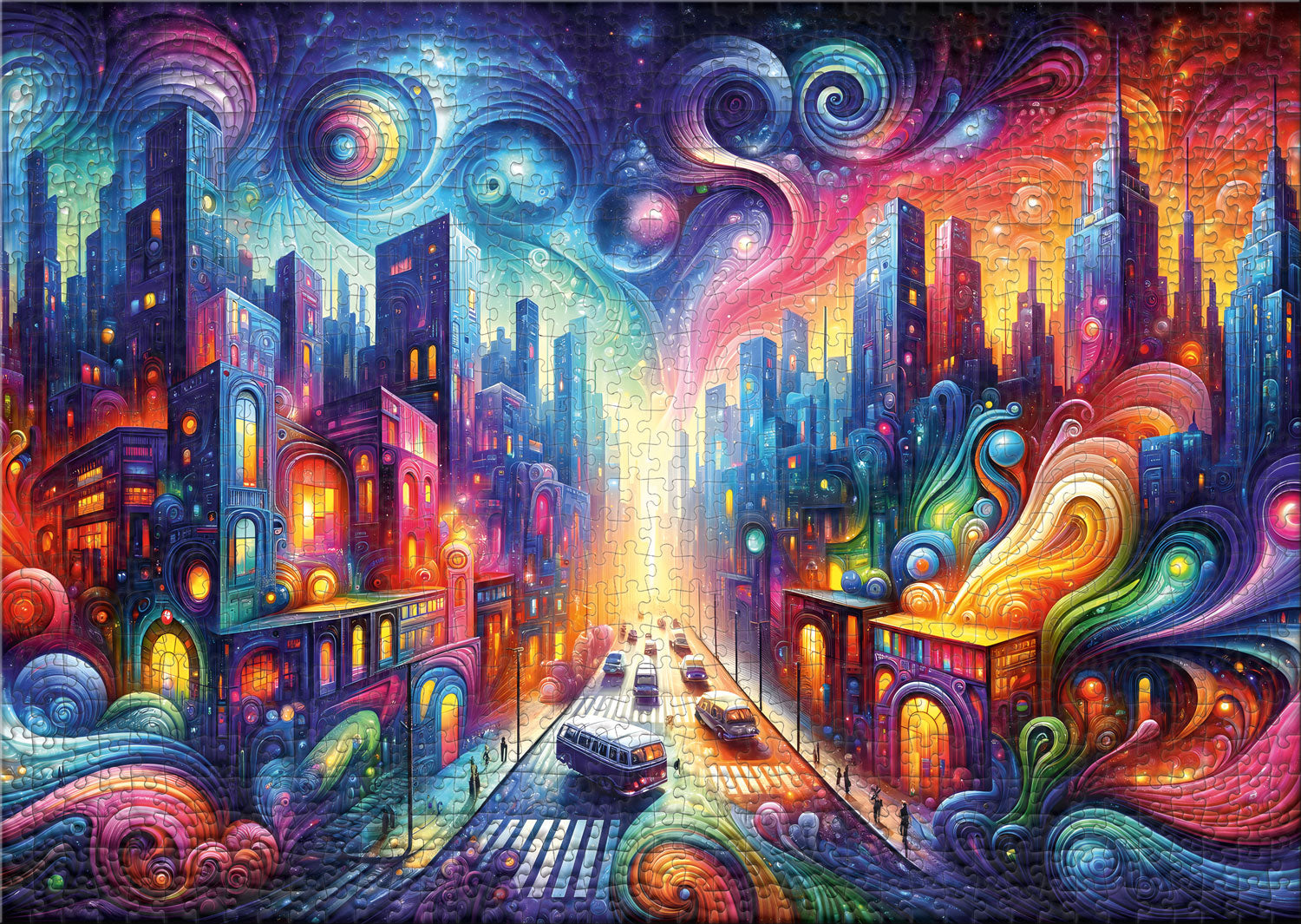 ulmer-puzzleschmiede-electric-avenue-1000-teile-puzzle-stadt image 2