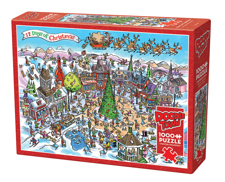 cobble-hill-1000-doodletown-12-days-of-christmas-puzzle-1000-teile image 1