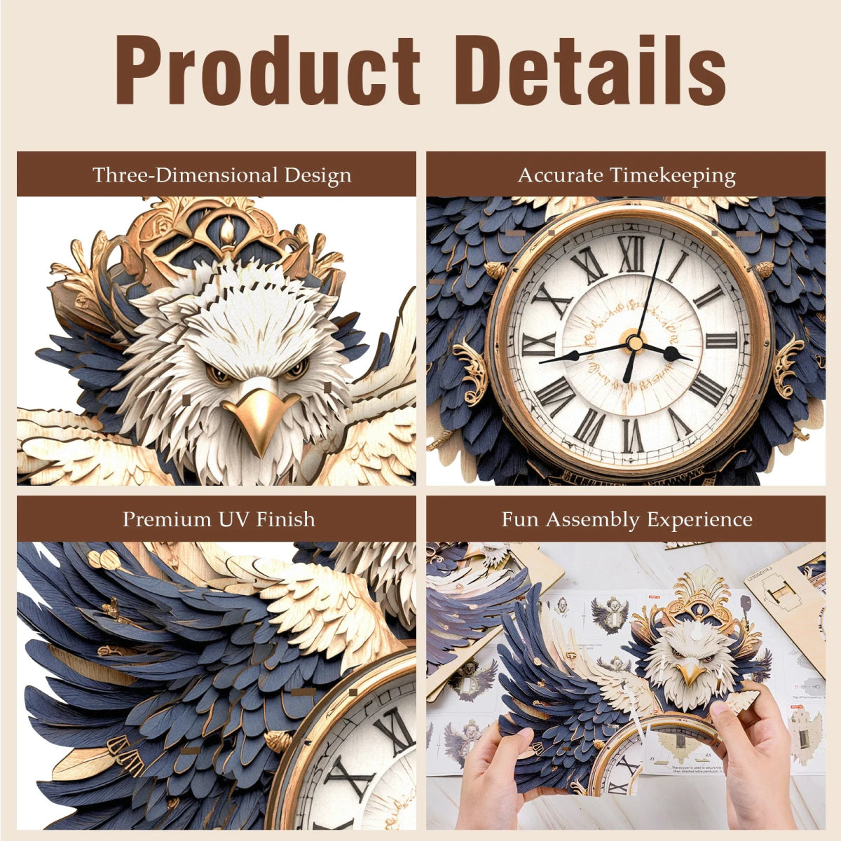kaayee-clock-kit-eagle-holzuhr-adler-mit-pendel-bausatz image 4
