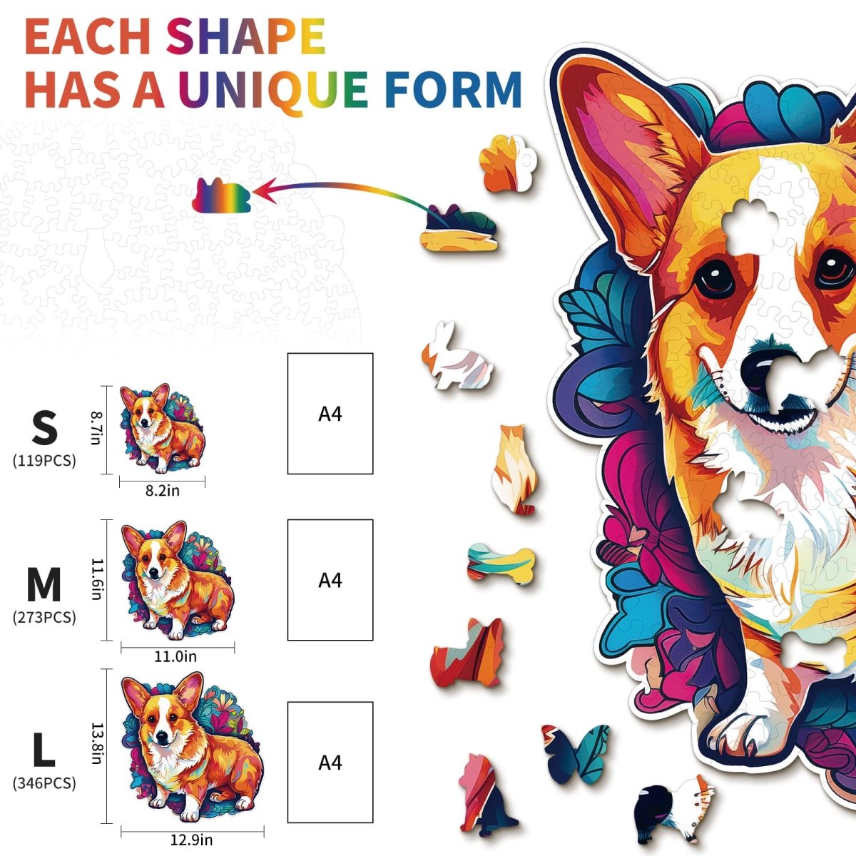 kaayee-wooden-puzzle-corgi-holzpuzzle-m-fan-favorite image 3