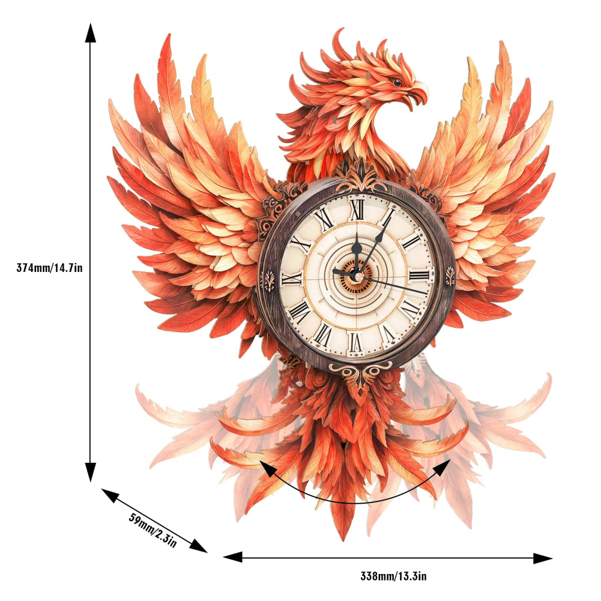 kaayee-flame-phoenix-holzuhr-3d-puzzle-bausatz-mit-pendel image 3