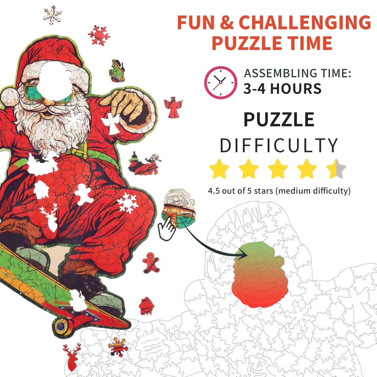 kaayee-wooden-puzzle-skateboarding-santa-claus-holzpuzzle-medium-weihnachten image 4