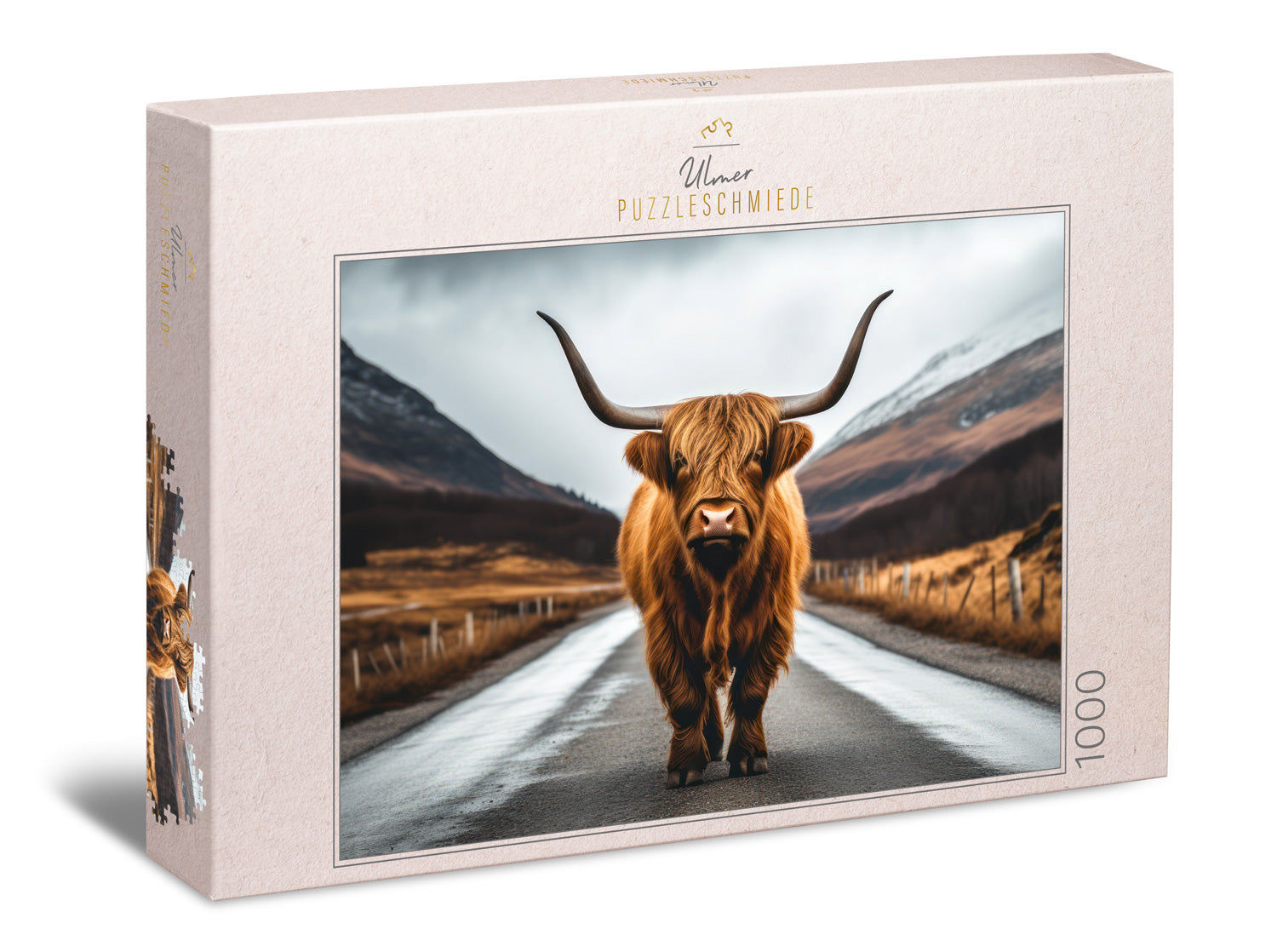 ulmer-puzzleschmiede-highland-road-puzzle-1000-teile-hochlandrind image 1