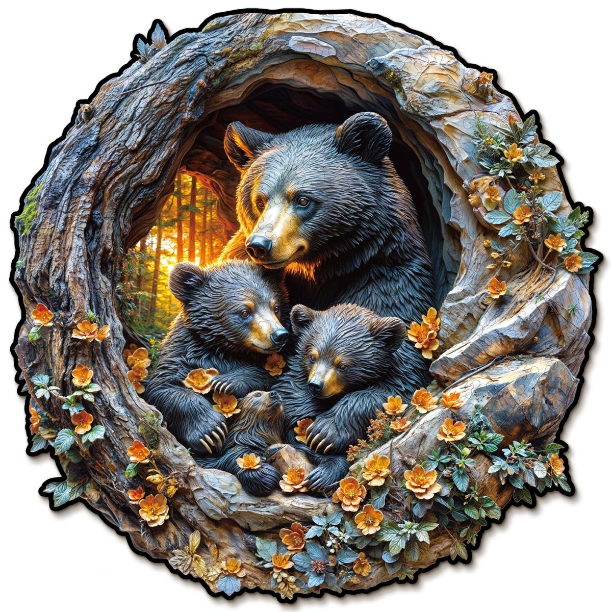 kaayee-wooden-puzzle-hugging-bear-and-cub-holzpuzzle-medium image 1