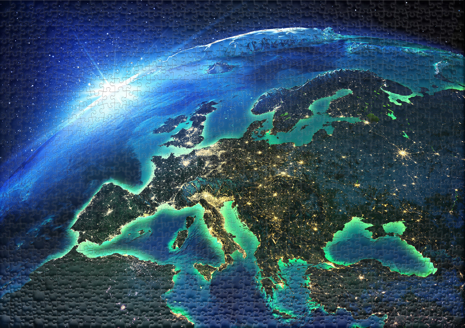 ulmer-puzzleschmiede-puzzle-2000-teile-lights-of-europe-weltraum-puzzle image 2