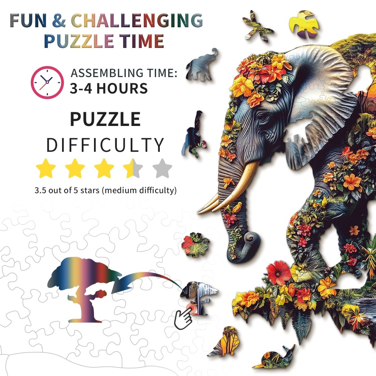 kaayee-wooden-elephant-eden-holzpuzzle-medium-tiermotiv image 4