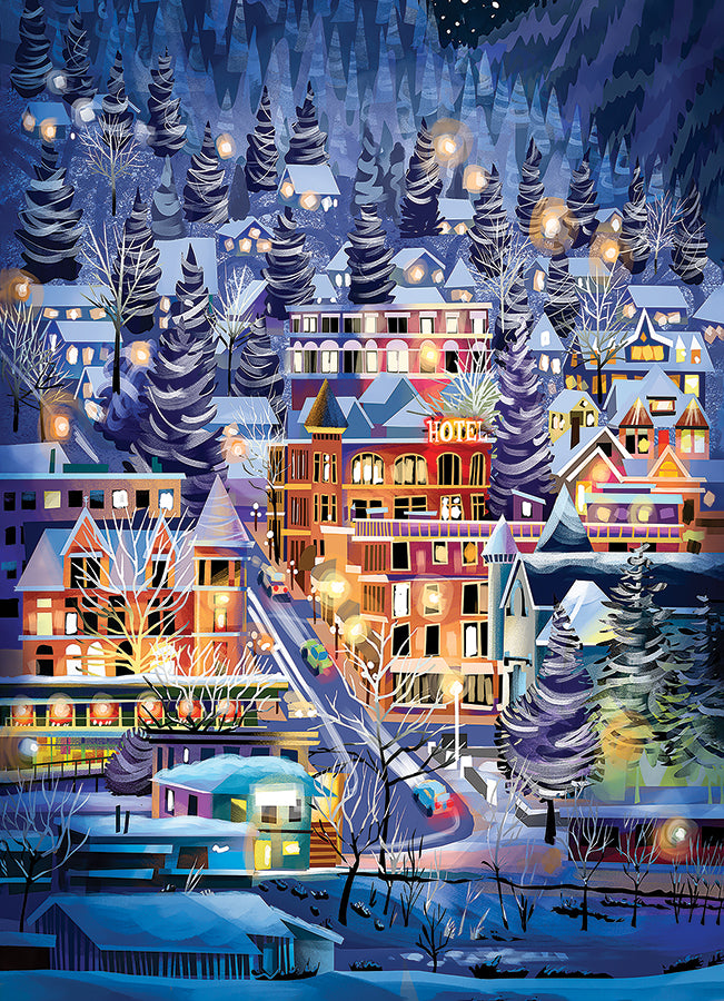 cobble-hill-500-piece-ski-town-puzzle-500-teile-schnee image 2