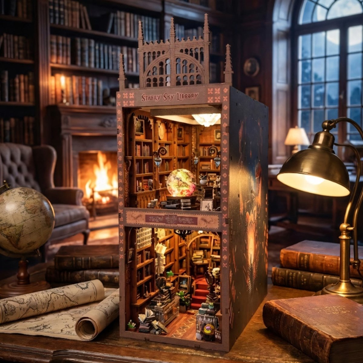 kaayee-book-nook-kit-starry-sky-library-miniaturhaus-led image 5