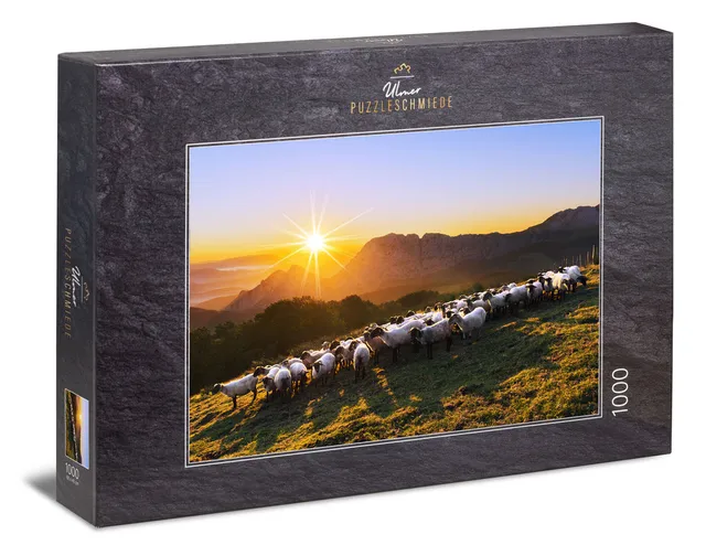 ulmer-puzzleschmiede-bergdorf-puzzle-1000-teile-berg-schafe image 1