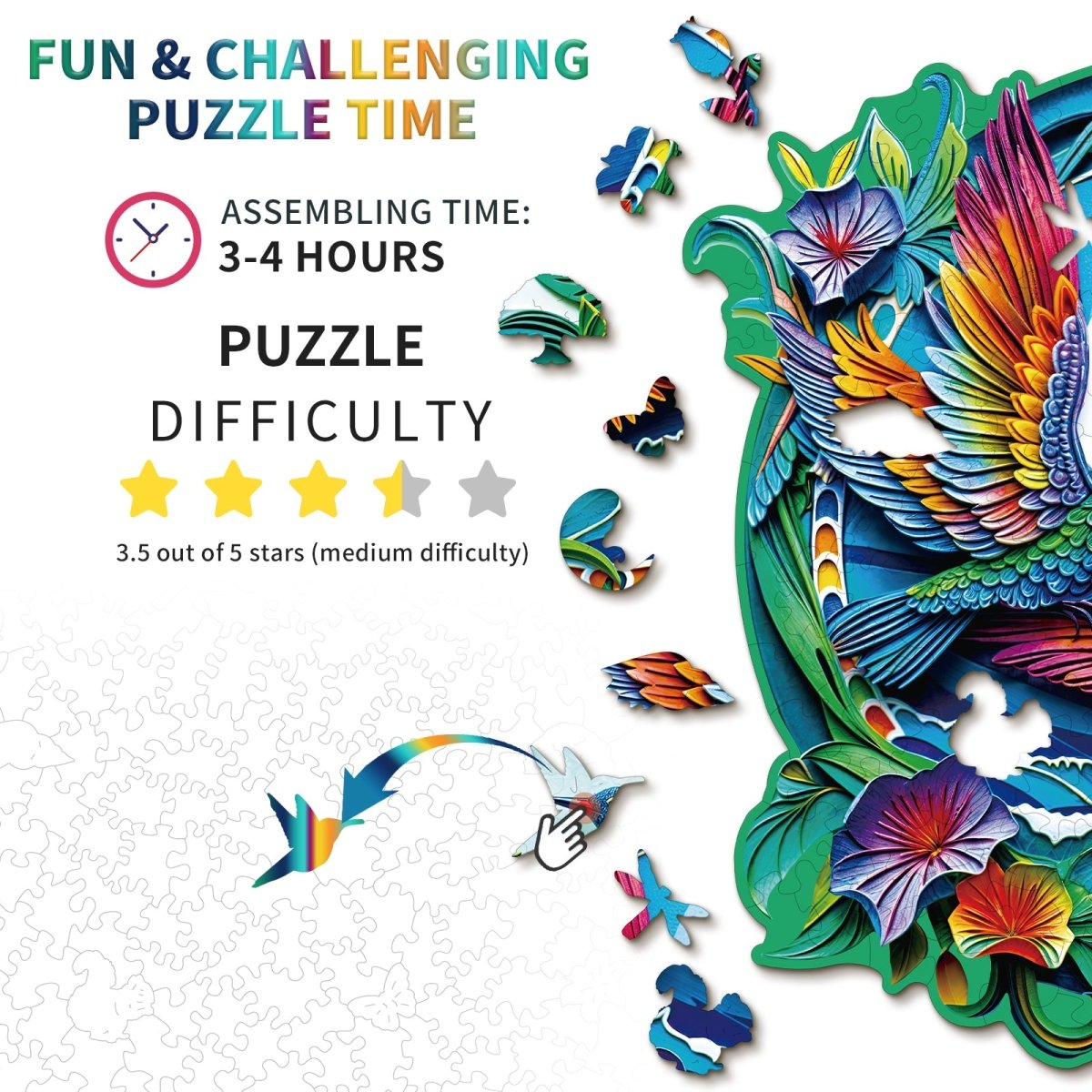 kaayee-beautiful-hummingbird-wooden-puzzle-holzpuzzle-medium-kolibri image 4