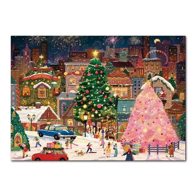kaayee-cardboard-puzzle-snowy-christmas-square-1000-teile-eco image 1