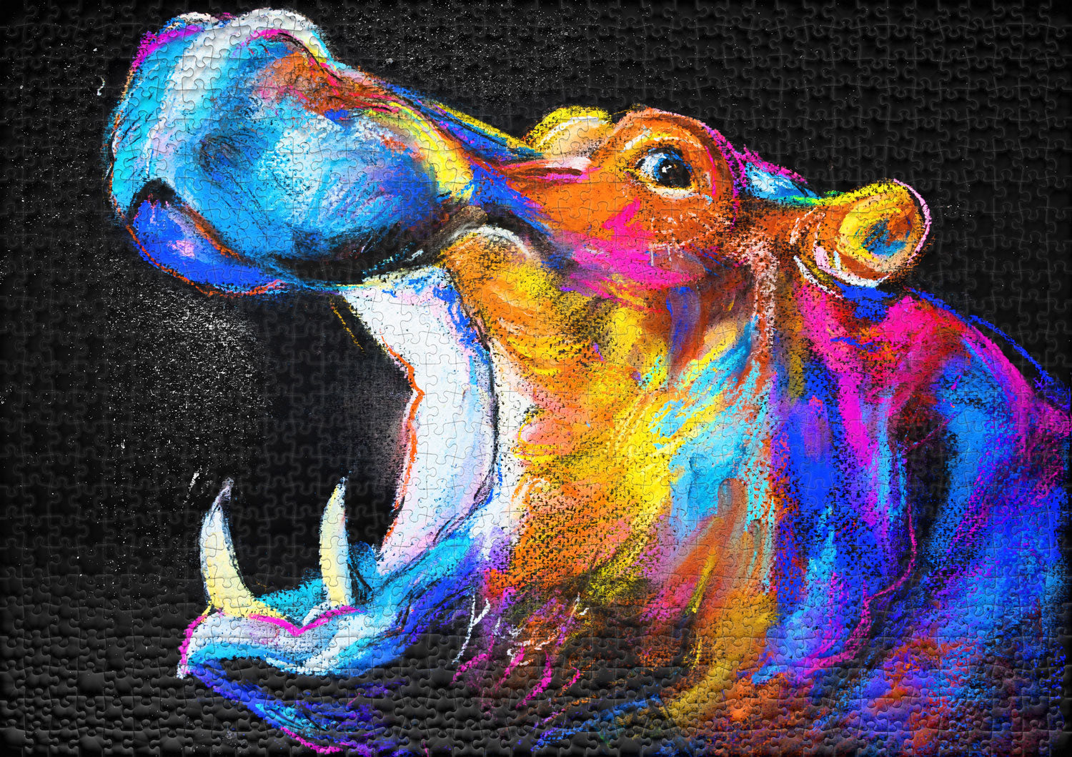 ulmer-puzzleschmiede-puzzle-1000-teile-funky-hippo-tier-puzzle-bunt image 2