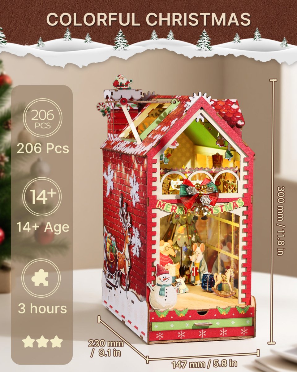 kaayee-book-nook-kit-weihnachten-3d-holz-puzzle-maus image 2