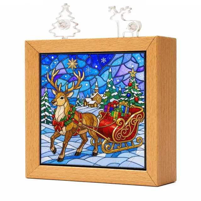 kaayee-night-light-nachtlicht-christmas-reindeer-sleigh-holzrahmen image 1