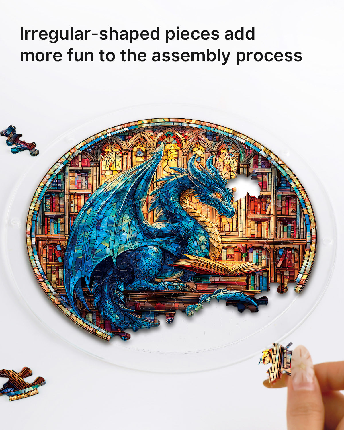 kaayee-suncatcher-blue-dragon-library-fensterbild-large-acryl image 2