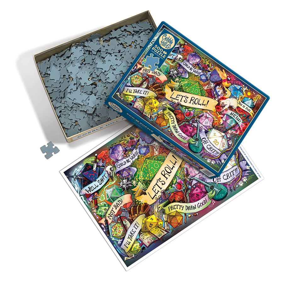 cobble-hill-500-teile-let-s-roll-puzzle-w-rfel-fantasy-d20 image 3