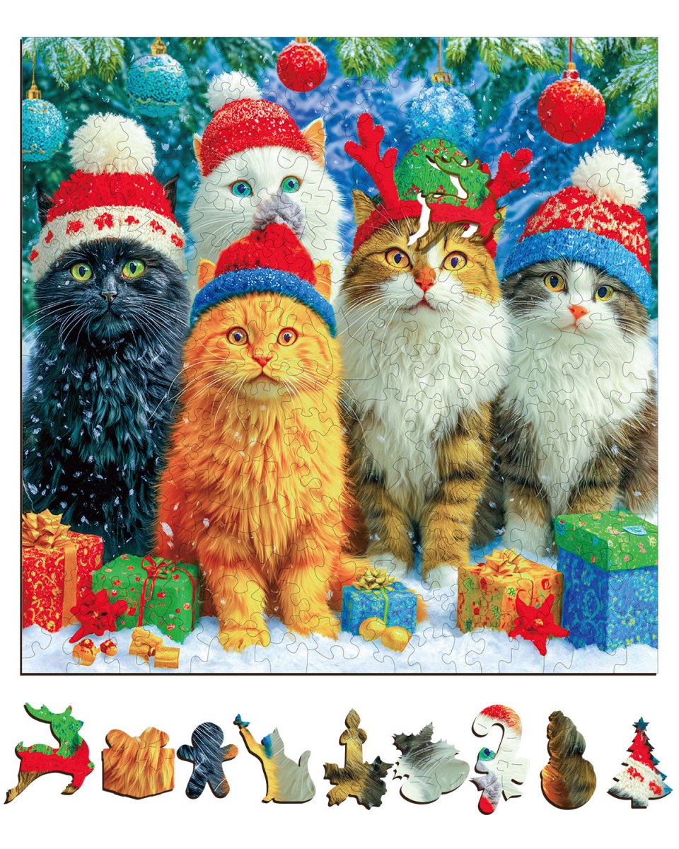 kaayee-wooden-puzzle-santa-kitty-holzpuzzle-medium-weihnachten image 2