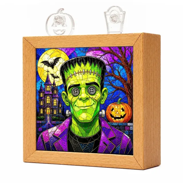 kaayee-frankenstein-acryl-puzzle-nachtlicht-holzrahmen-halloween image 1