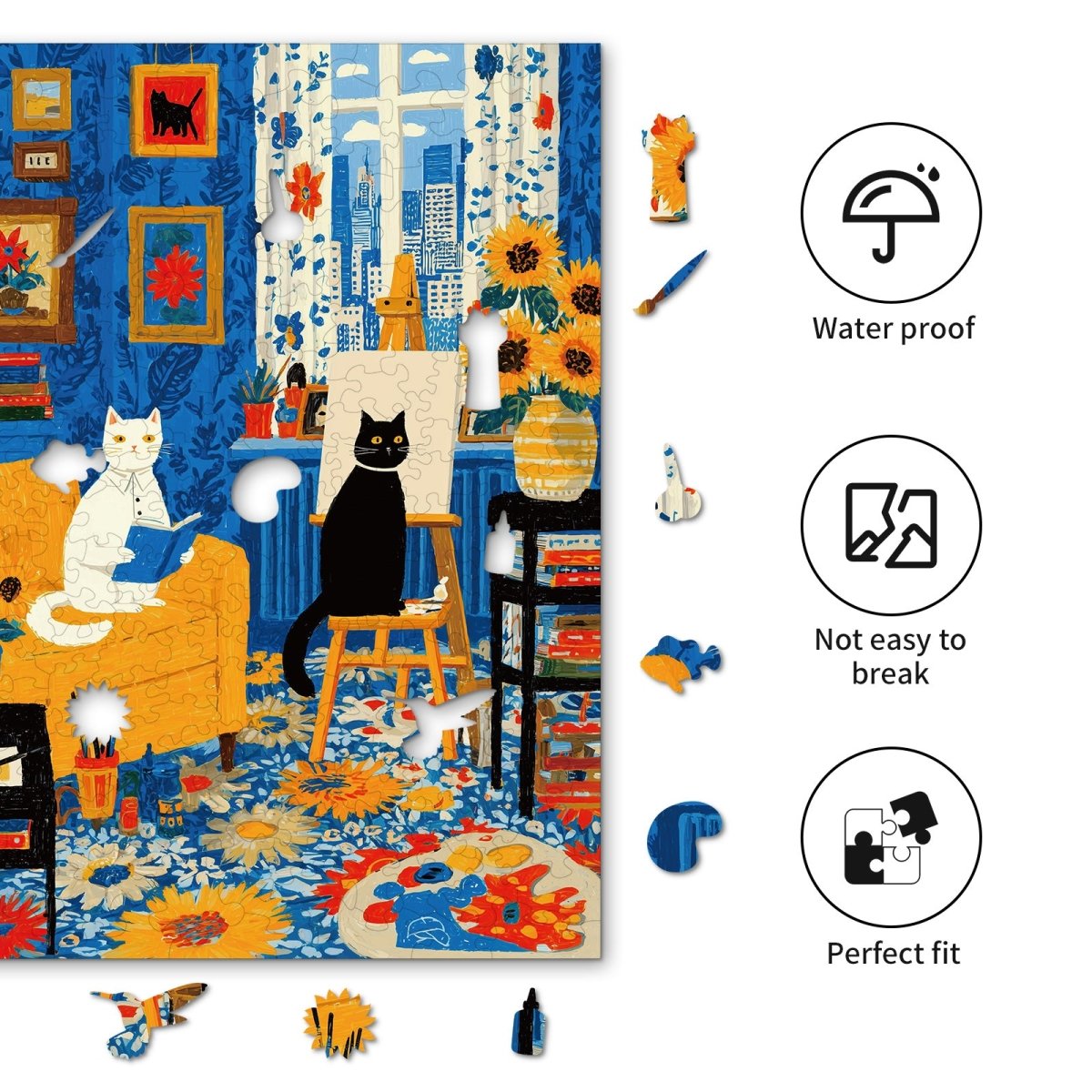 kaayee-wooden-puzzle-cats-art-studio-holzpuzzle-small image 2