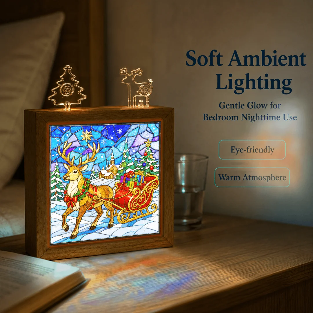 kaayee-night-light-nachtlicht-christmas-reindeer-sleigh-holzrahmen image 5