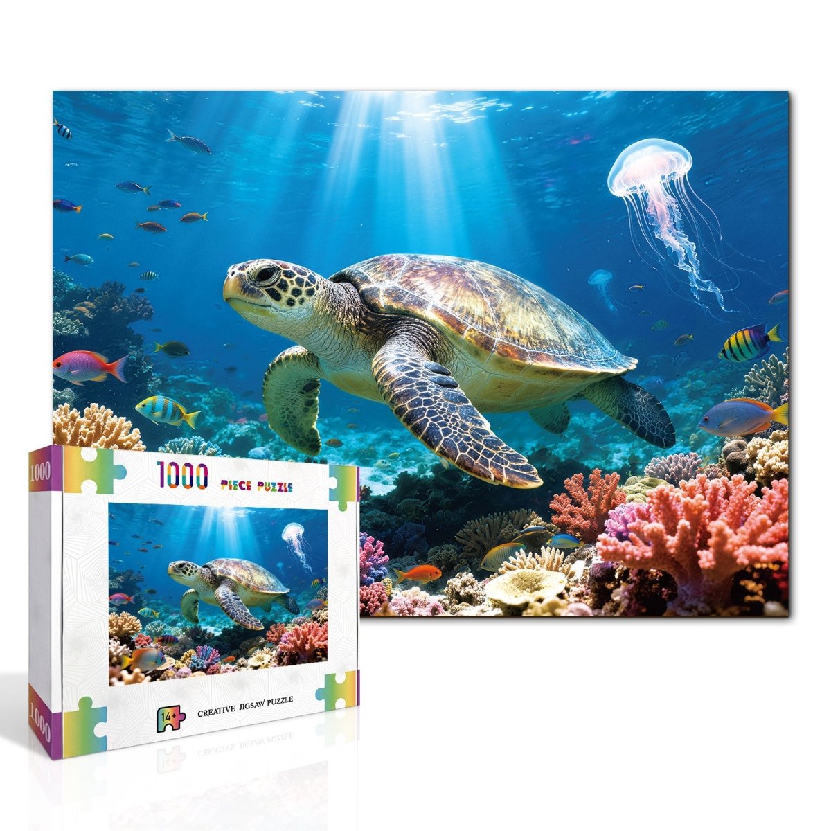kaayee-cardboard-sea-turtle-of-light-puzzle-1000-teile-meer image 2